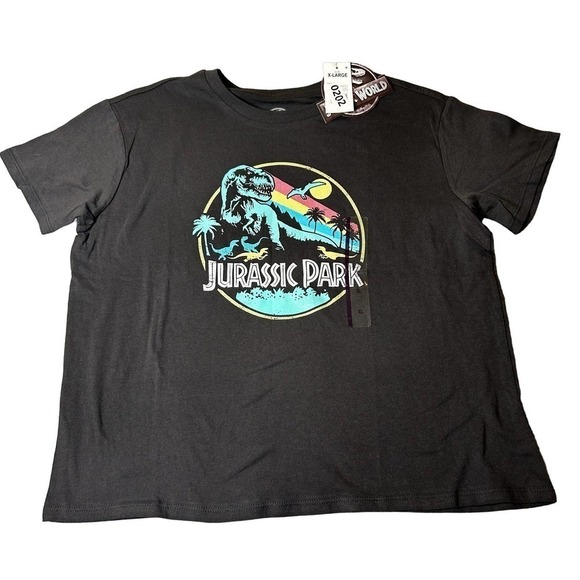 Jurassic Park T-Shirt‎ Womens XL Black Short Sleeve Tee Dinosaur Movie NEW - Picture 1 of 7